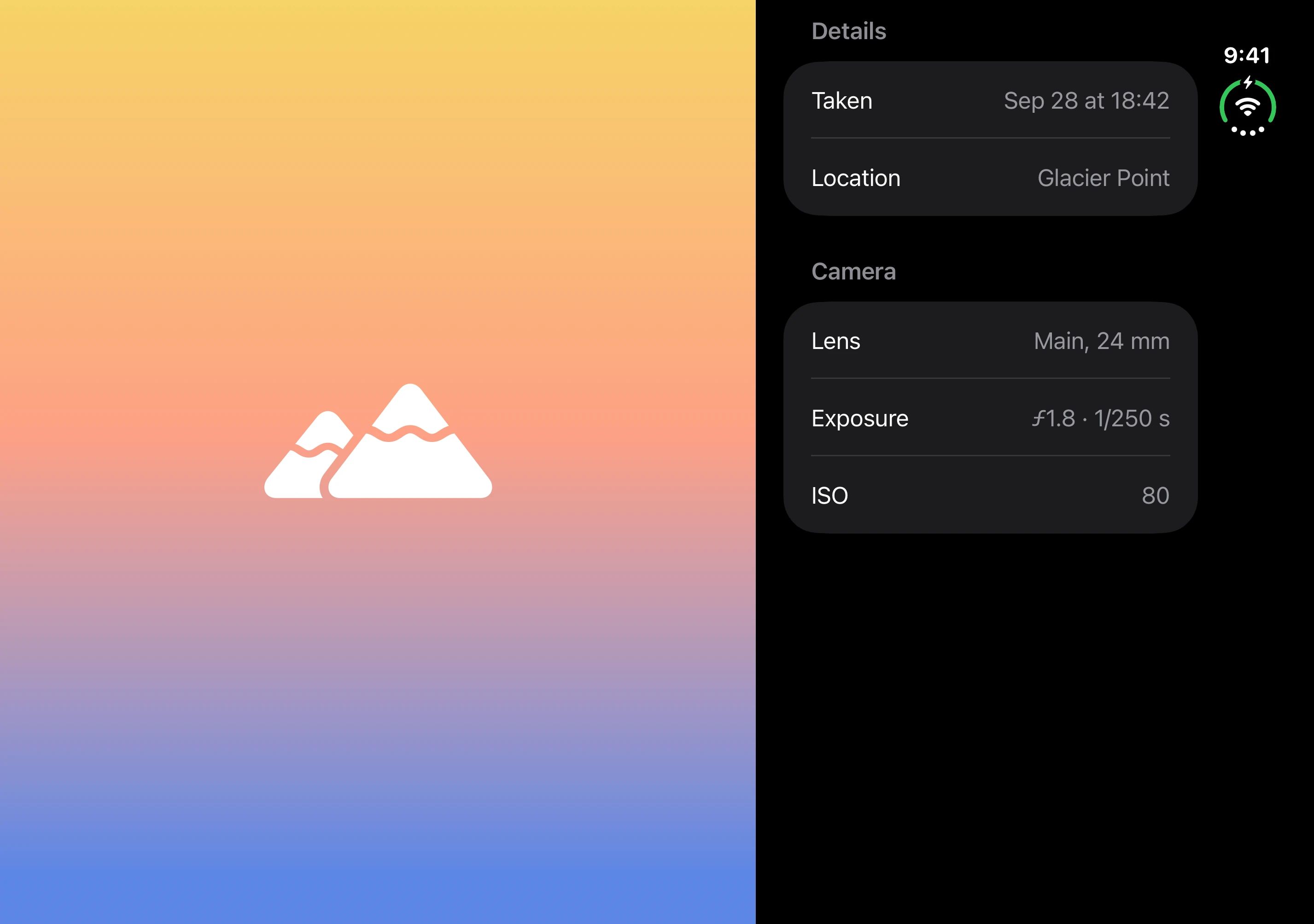 A photo placeholder on the left and a Details form on the right
