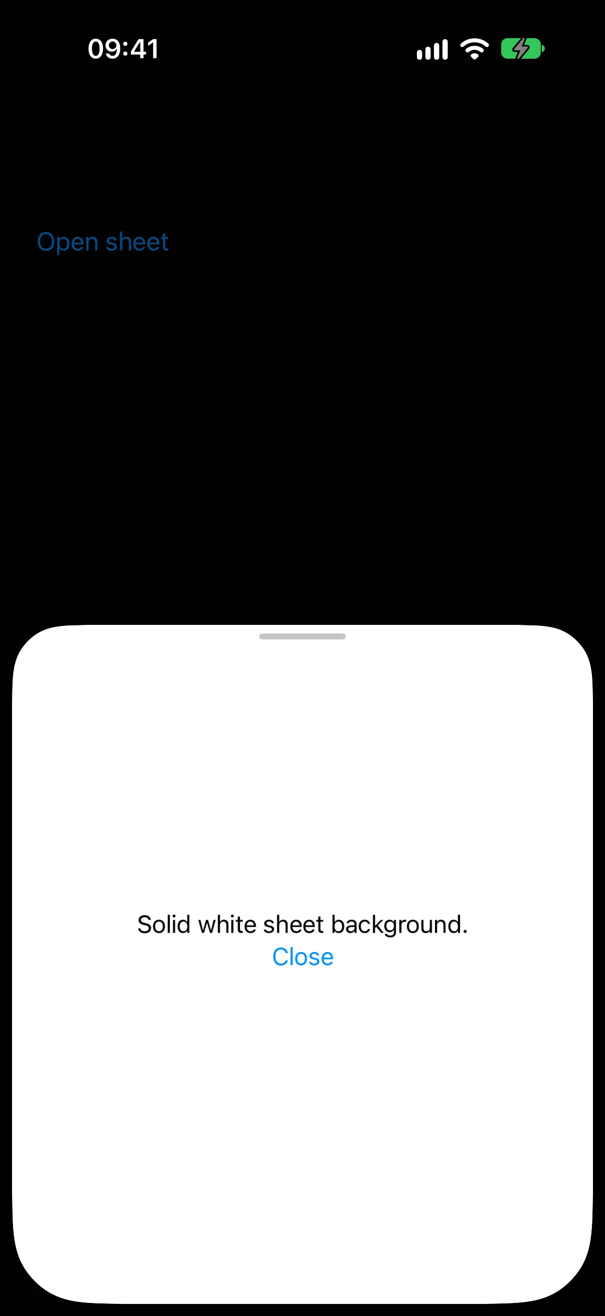 A bottom sheet with a solid white background at the medium detent