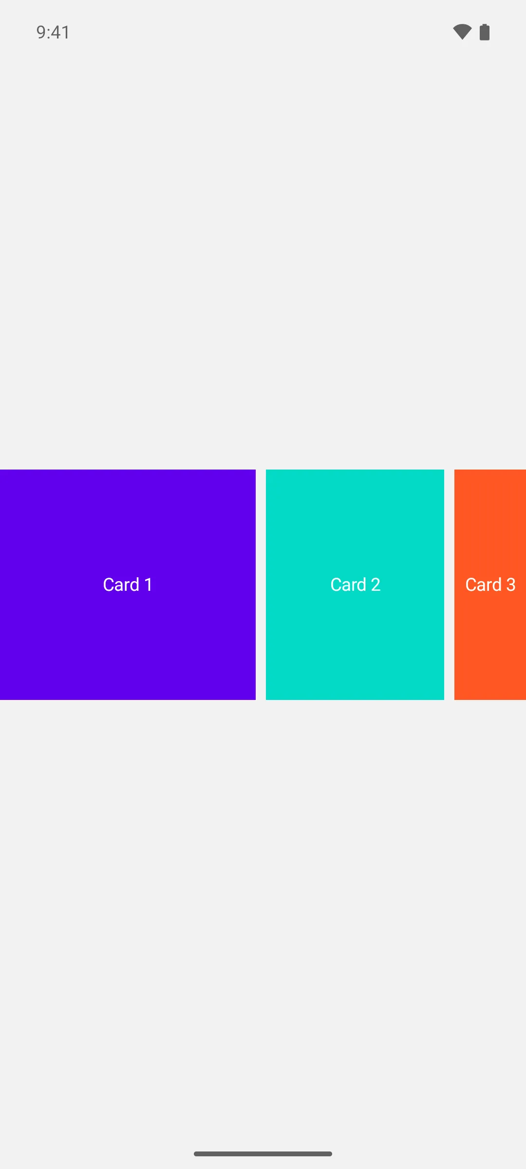 A large first card followed by progressively narrower peek cards