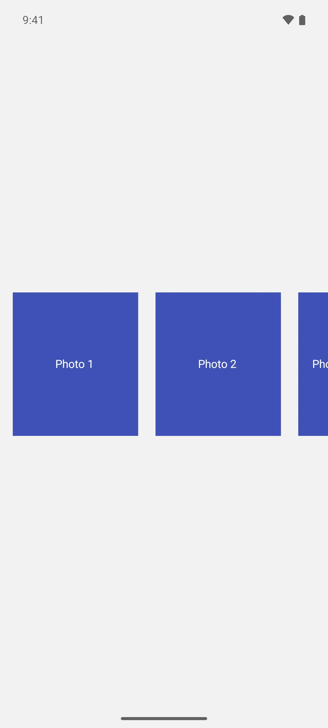 Equal width photo cards scrolling off the edge of the screen
