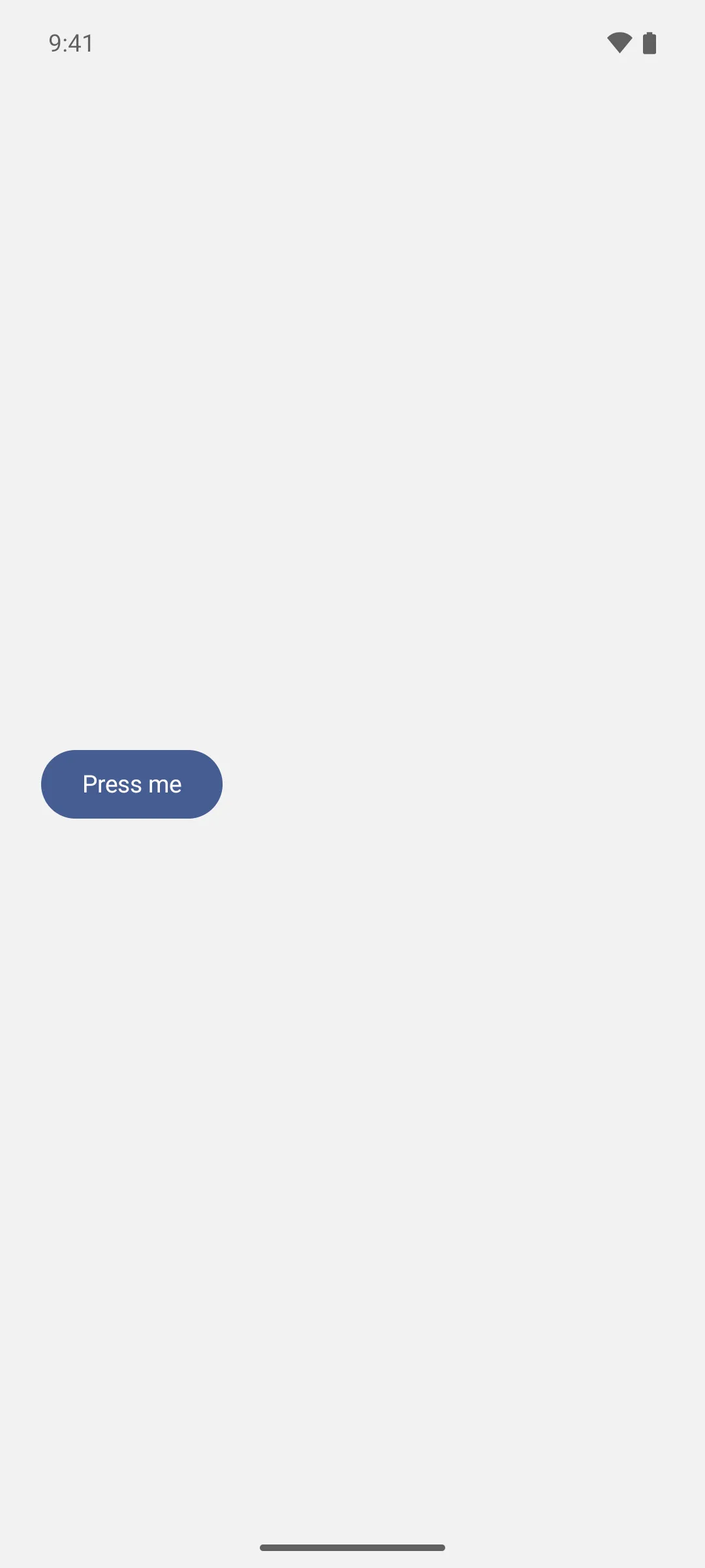 A filled Material 3 button labelled Press me
