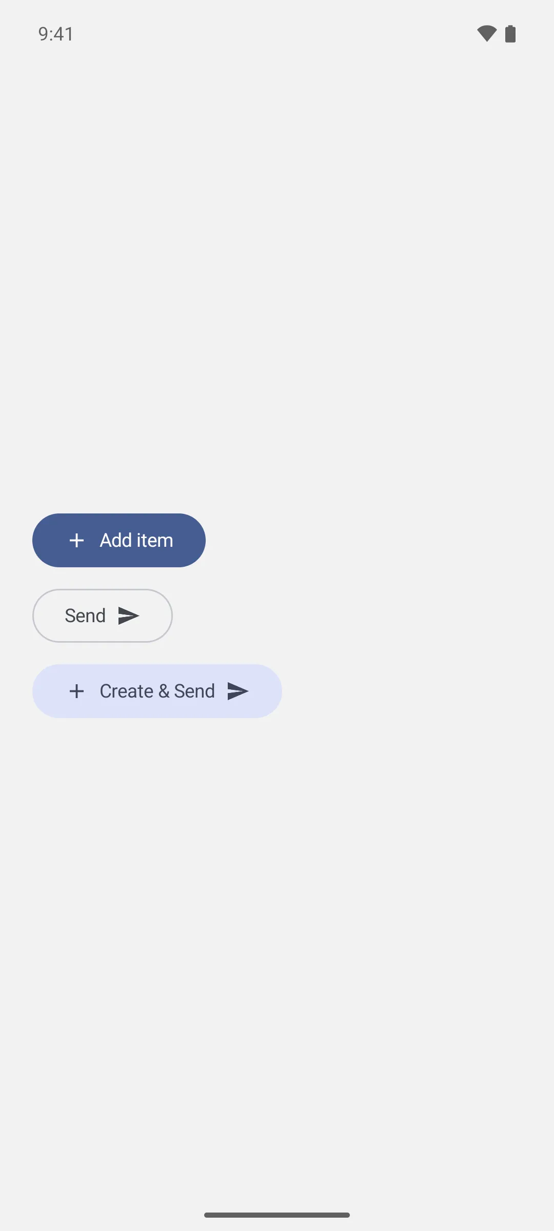 Three buttons showing a leading icon, a trailing icon, and both icons at once