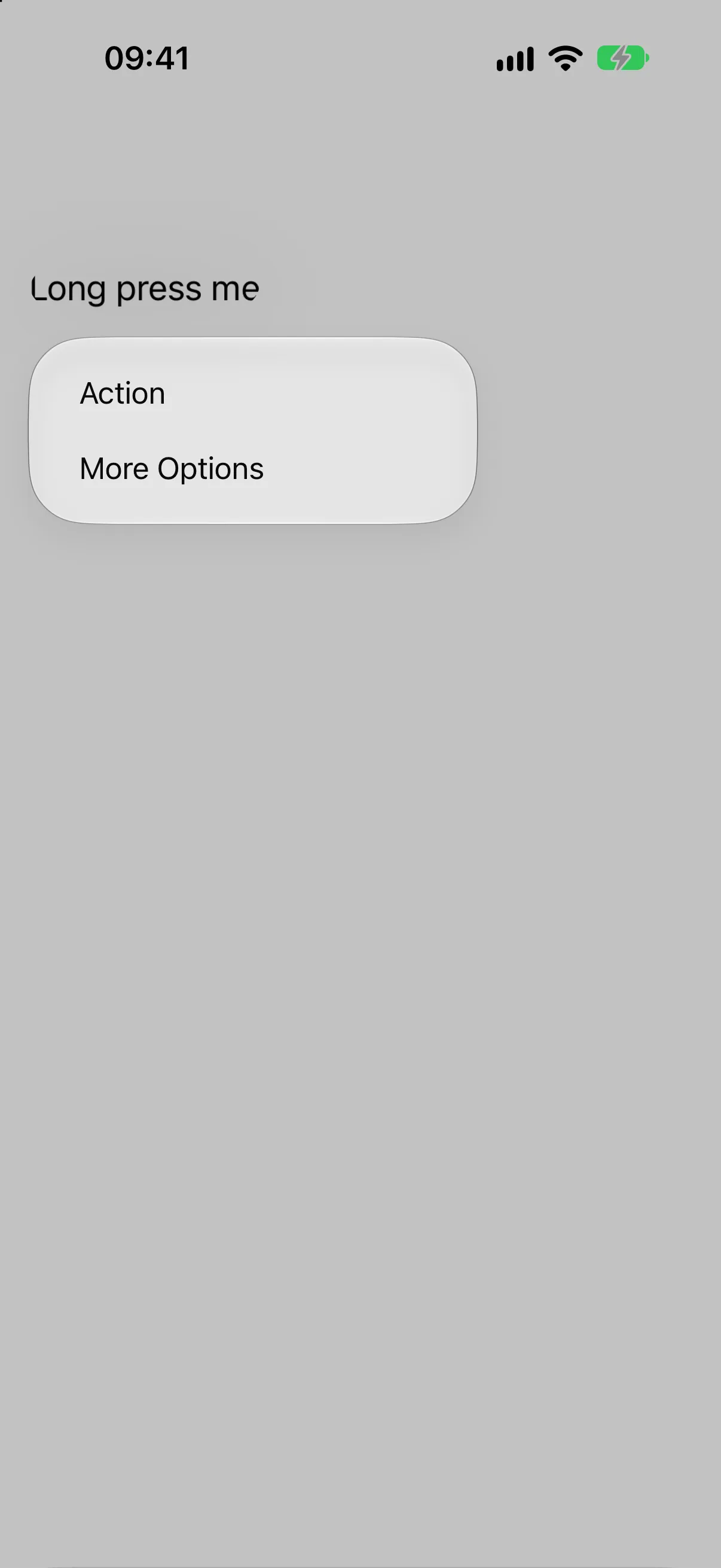 A context menu listing Action and More Options