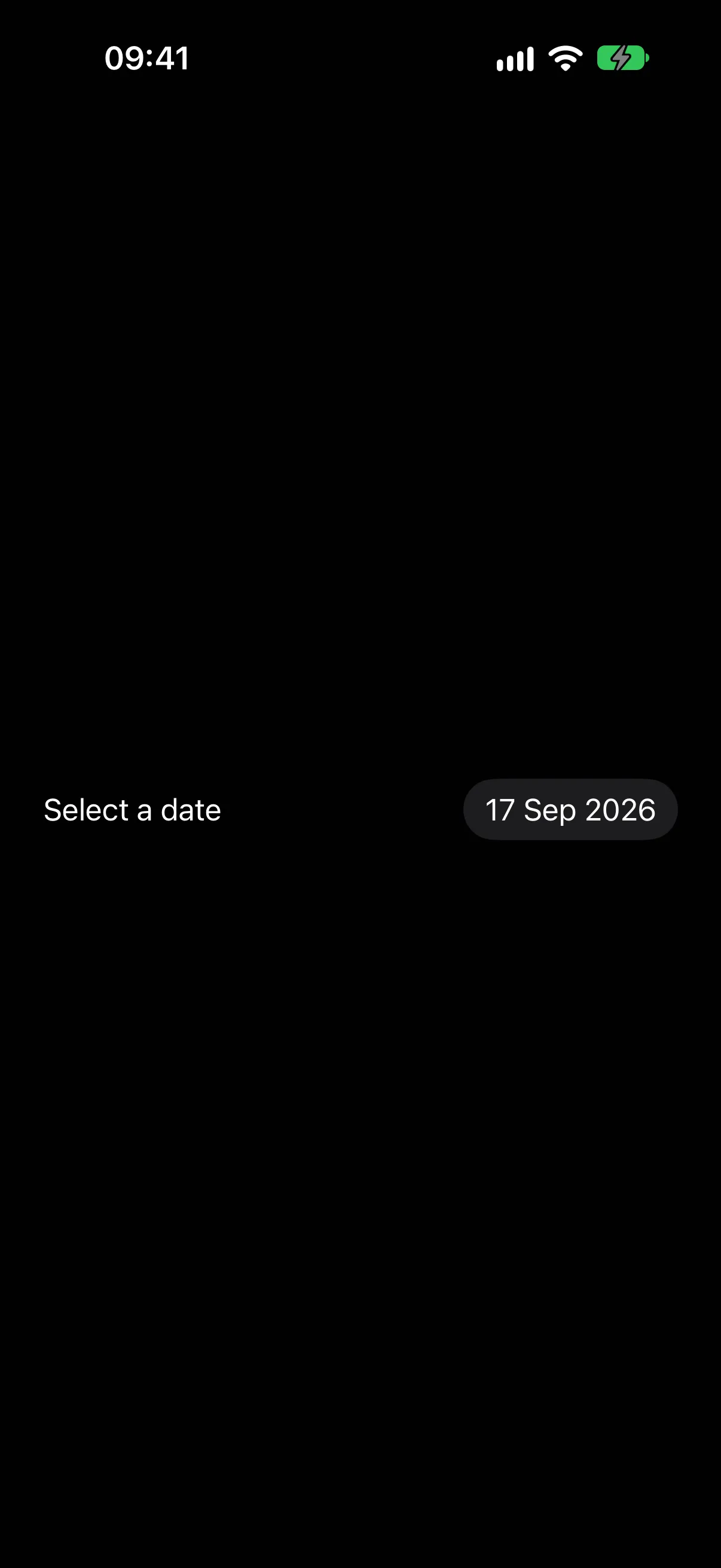 A Select a date row with the current date in a compact button