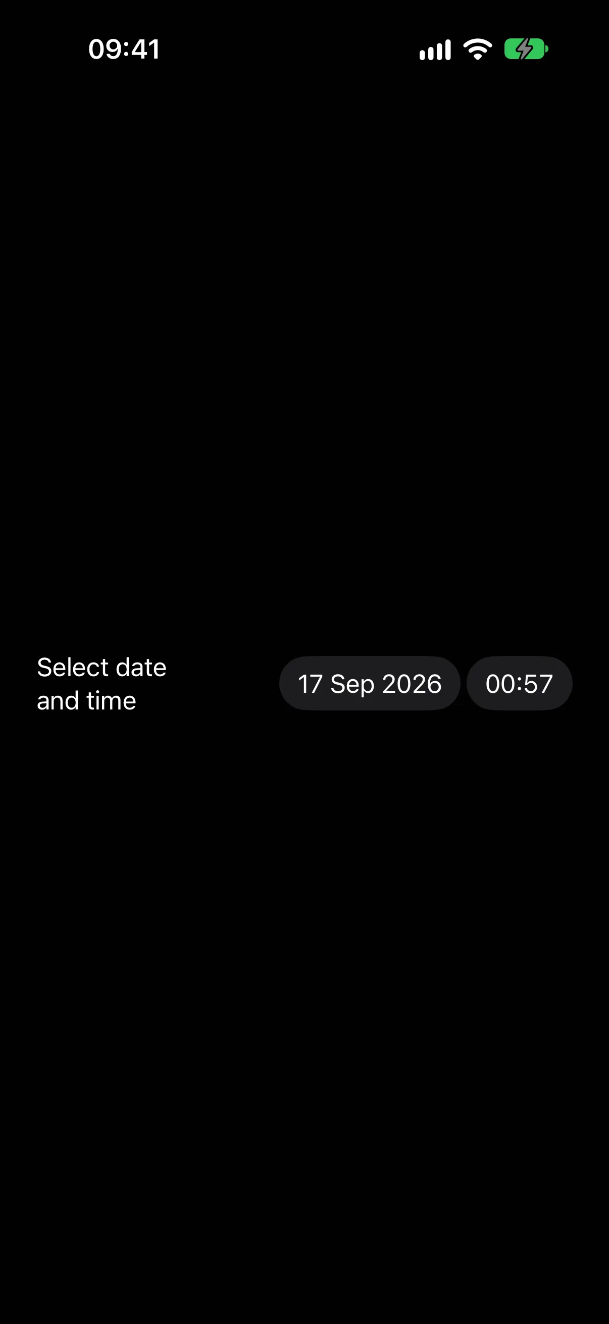 A Select date and time row with separate date and time buttons