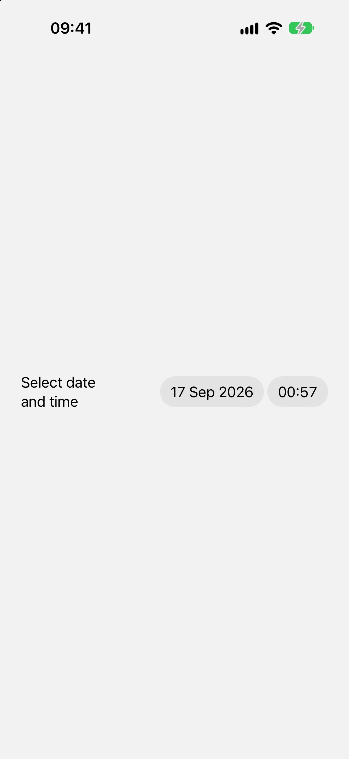 A Select date and time row with separate date and time buttons
