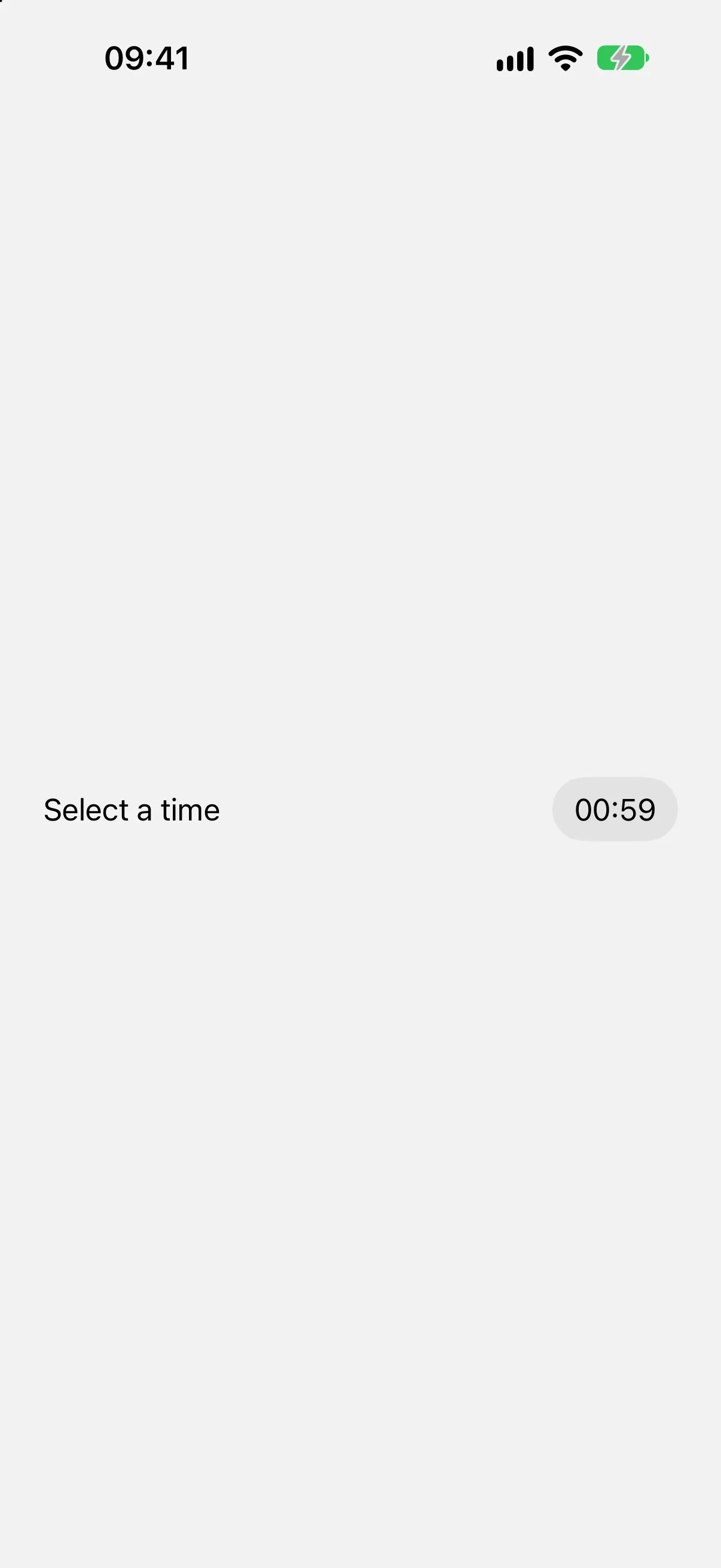 A Select a time row with the current time in a compact button