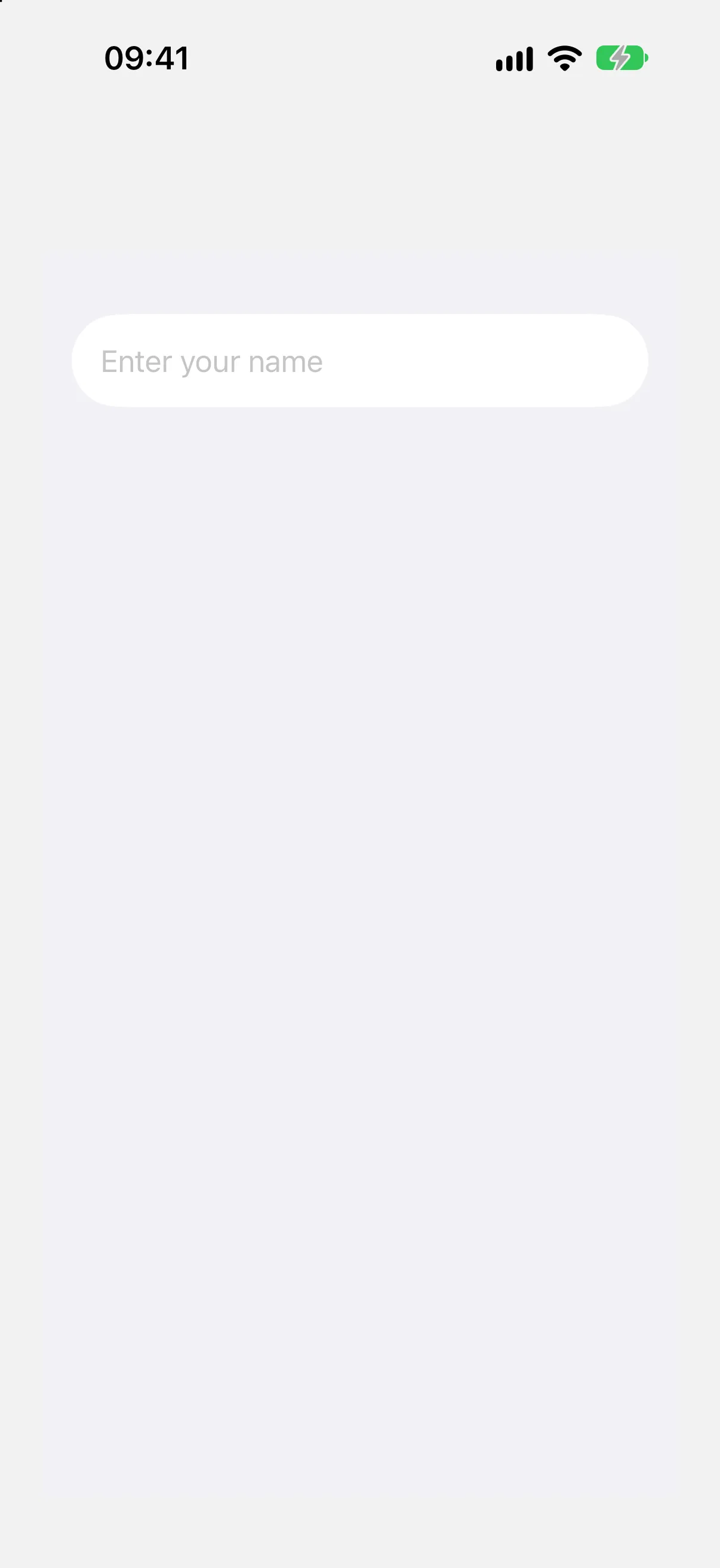 A form holding a single Enter your name text field