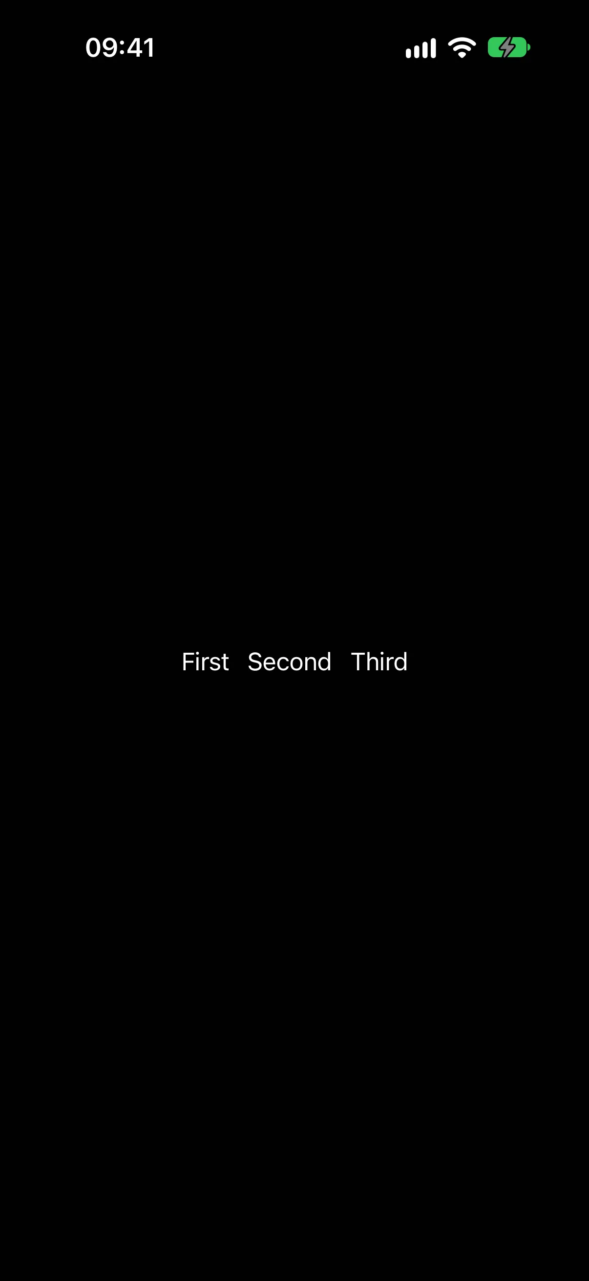 First, Second, and Third text items arranged horizontally in an HStack