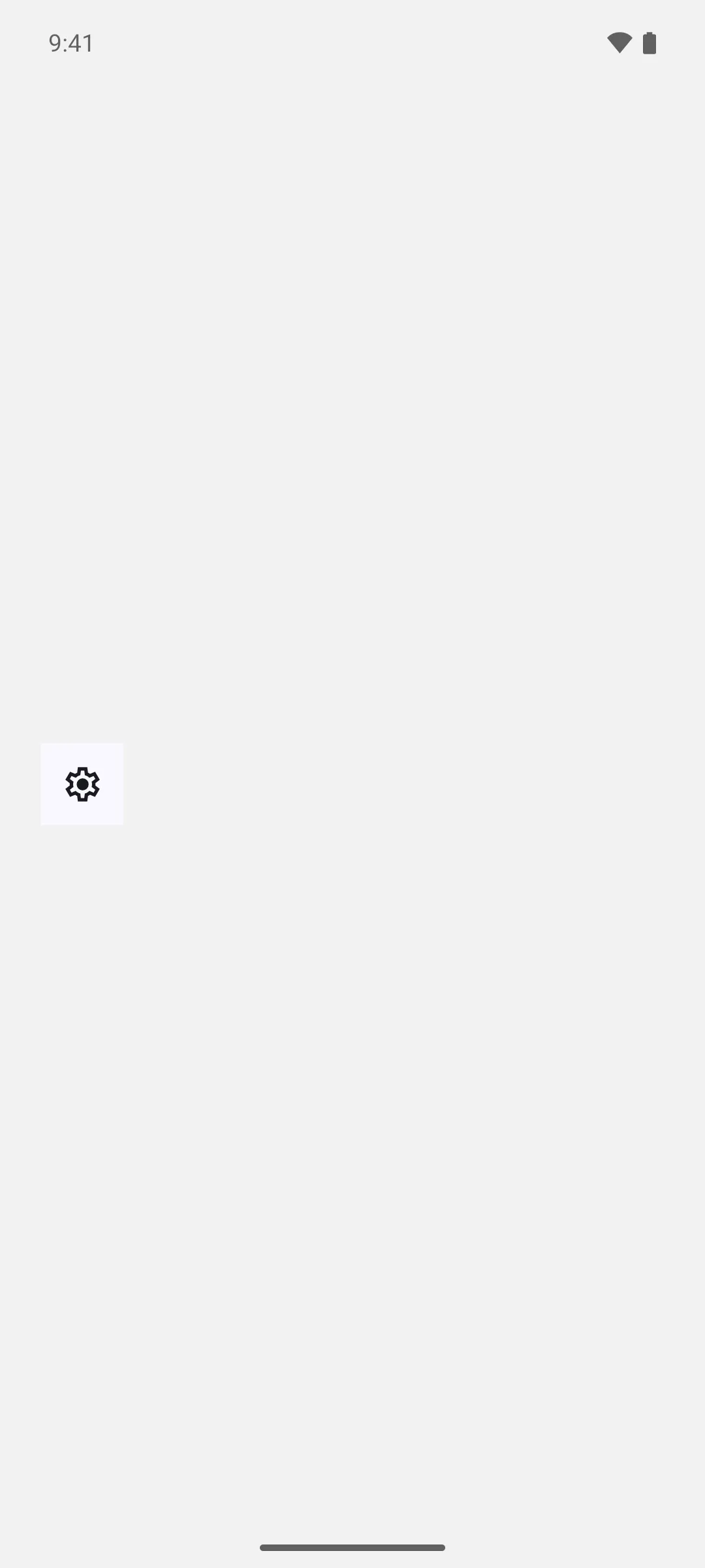 A gear icon button with no background