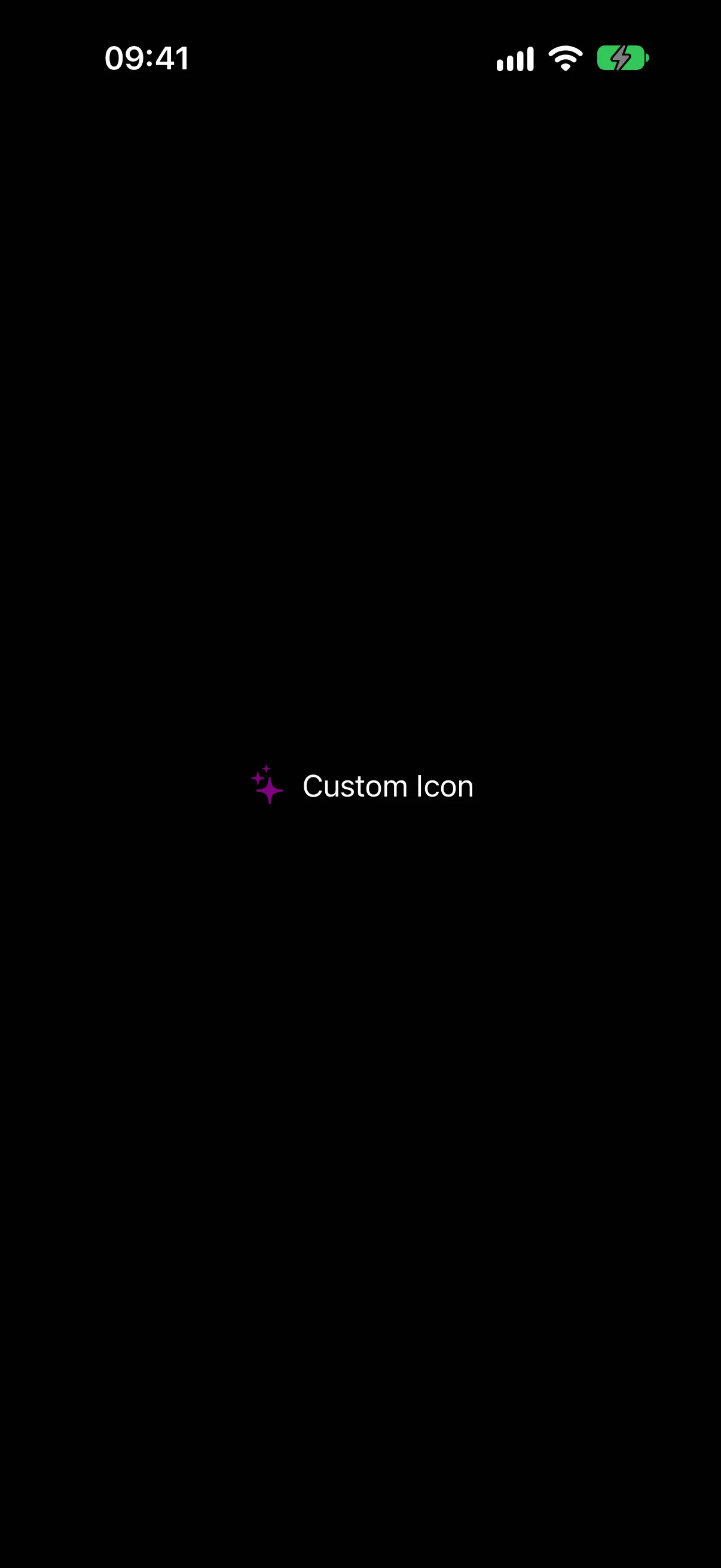 A purple sparkles SF Symbol next to the title Custom Icon