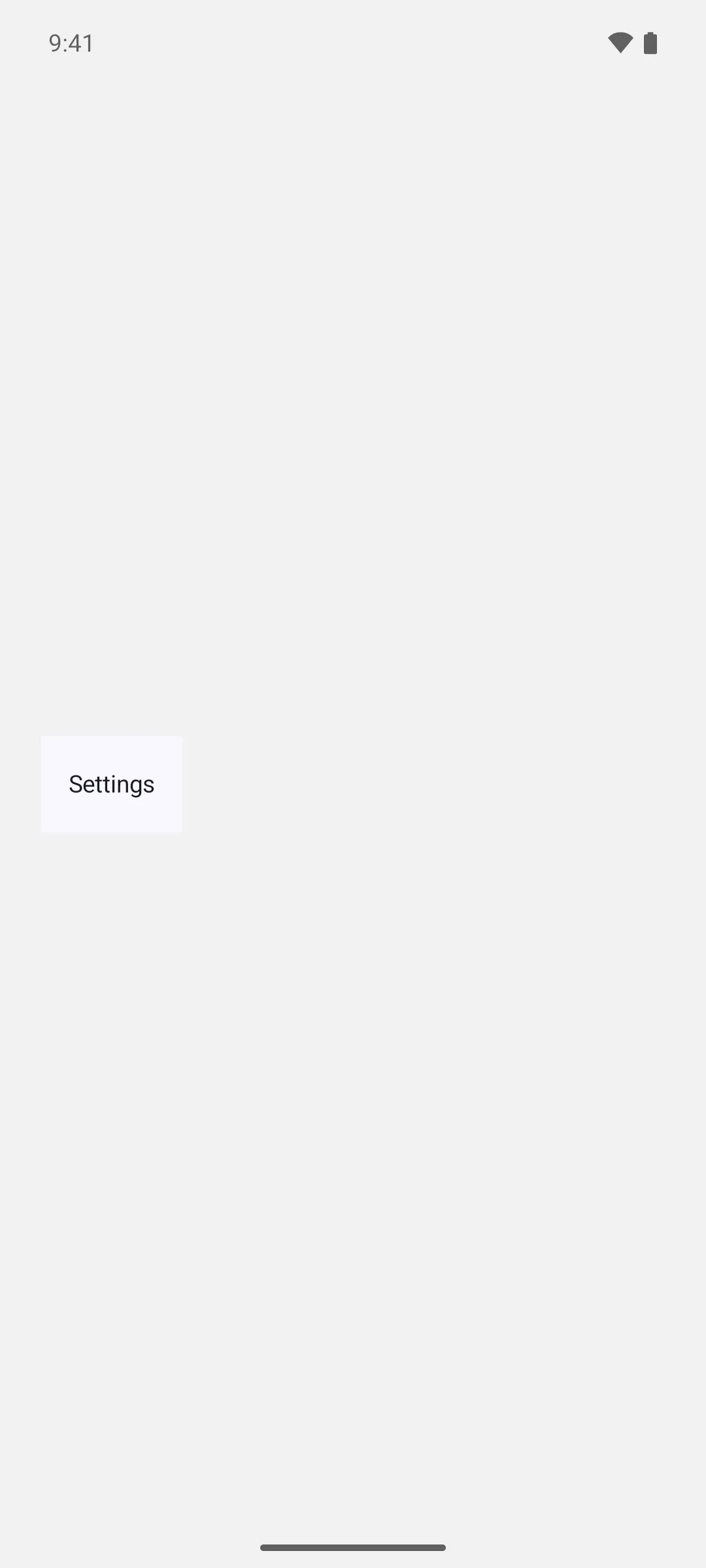 A single list row with the headline Settings
