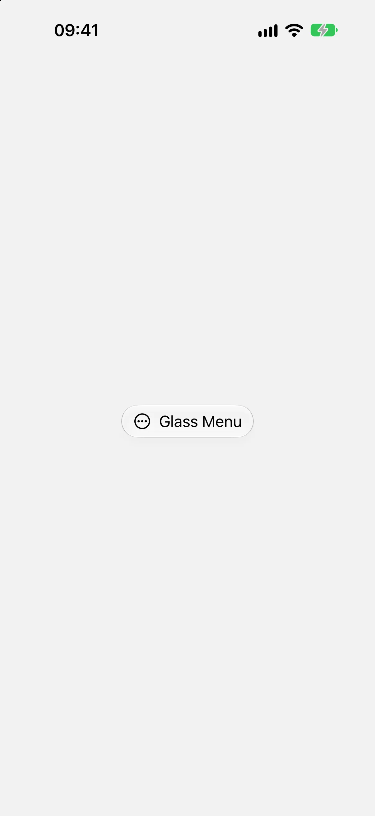 A menu trigger rendered as a glass capsule with an ellipsis icon