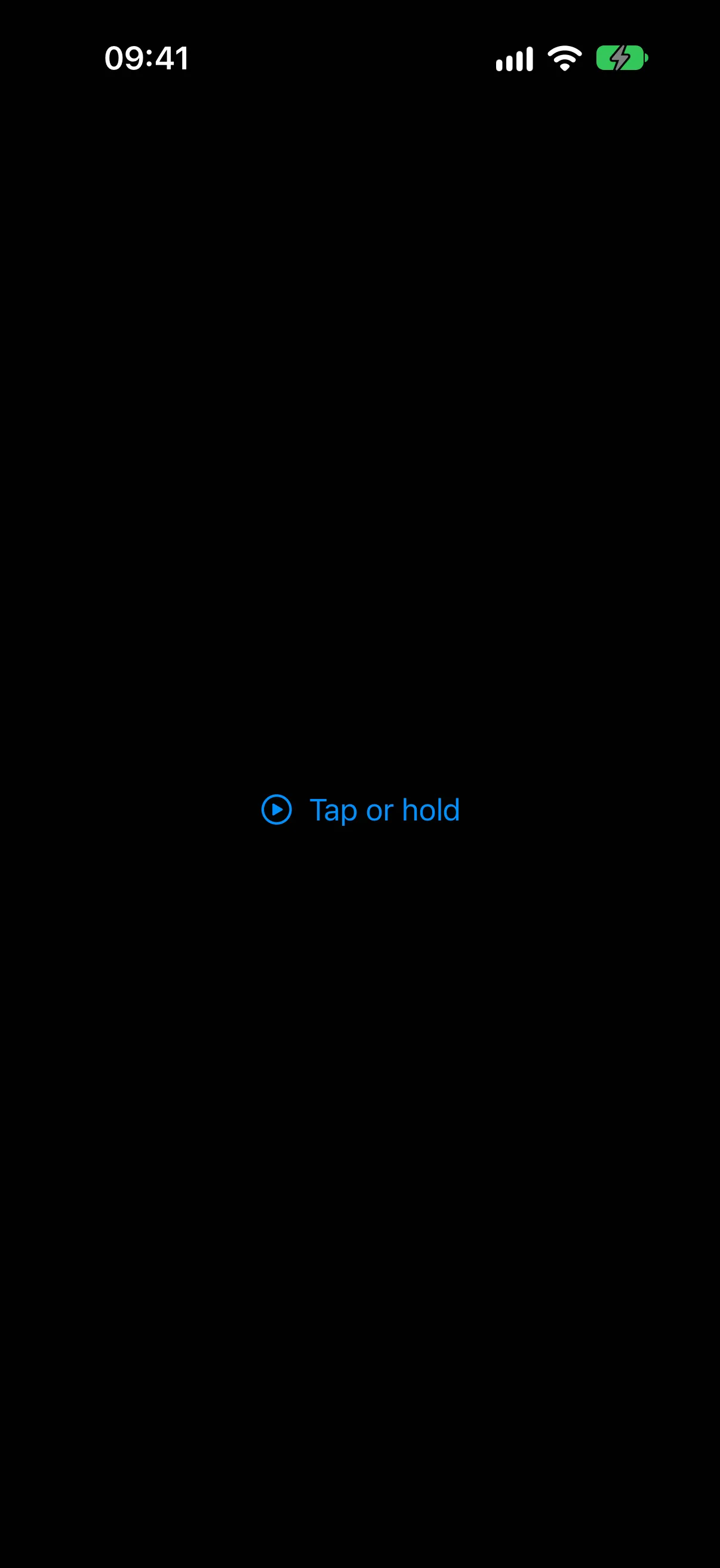 A menu trigger labeled Tap or hold with a play icon