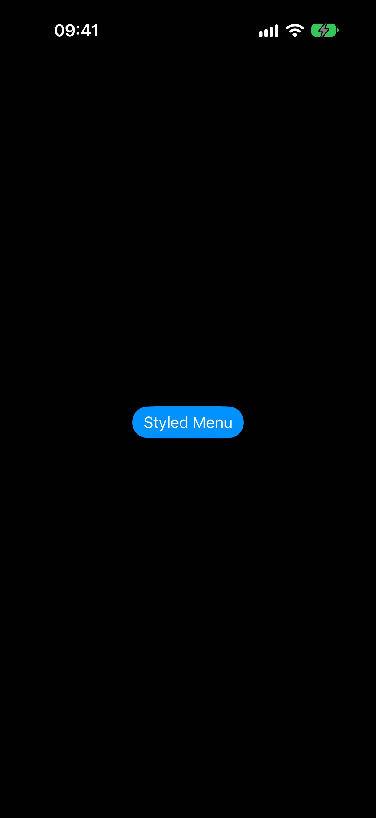 A menu trigger rendered as a filled blue button