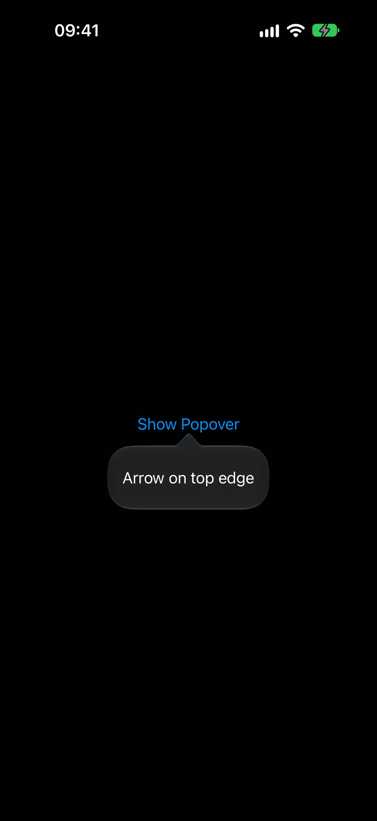 A popover below its trigger with the arrow on the popover's top edge