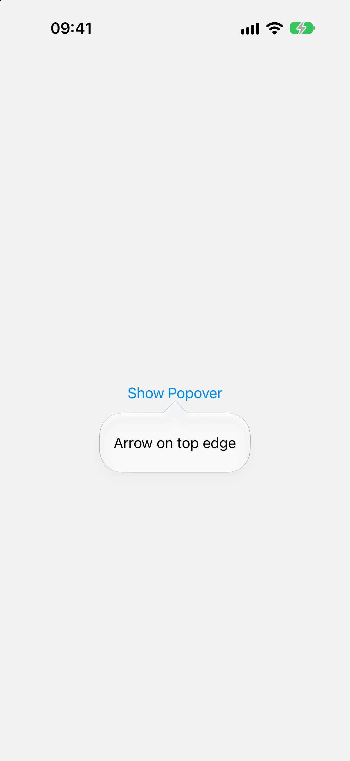 A popover below its trigger with the arrow on the popover's top edge