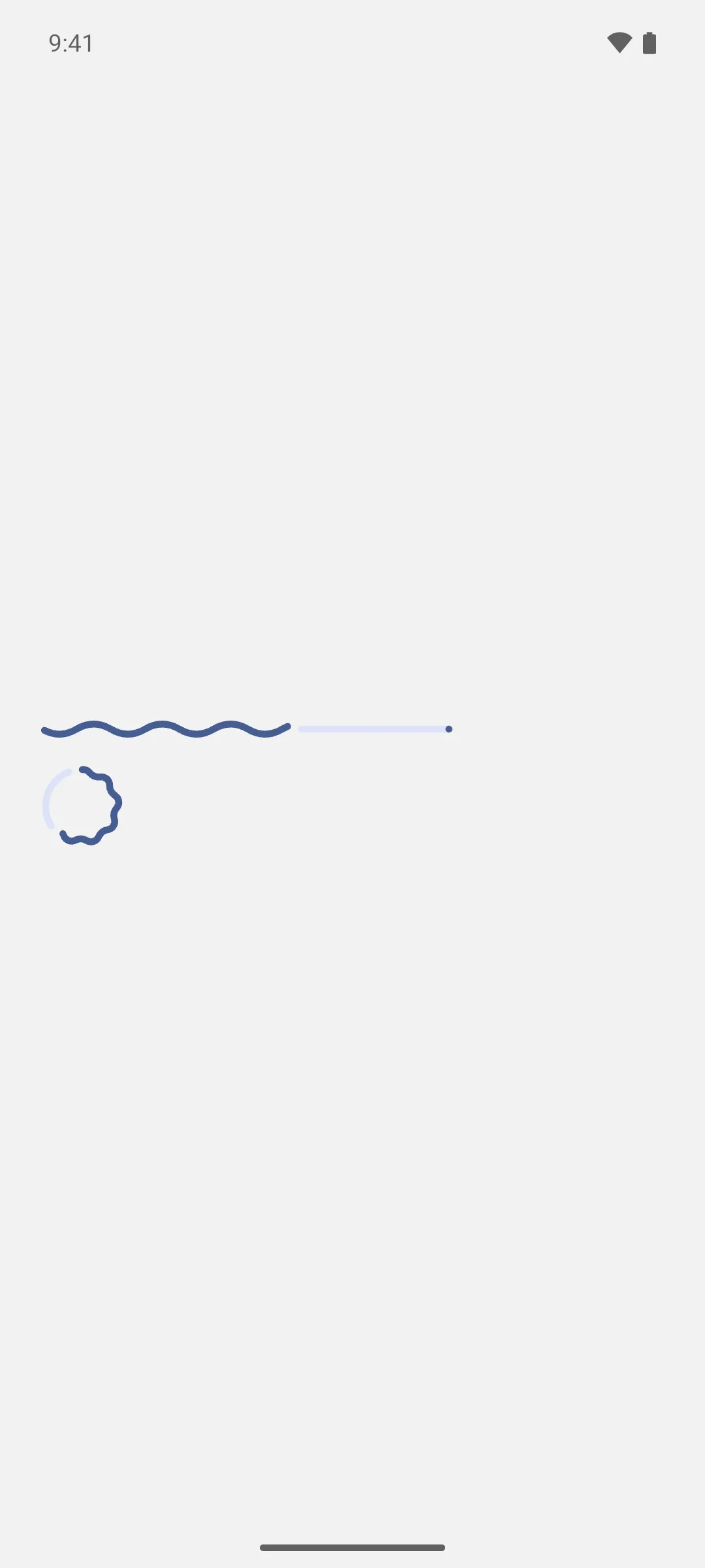 A wavy linear bar and a wavy circular ring, each at sixty percent