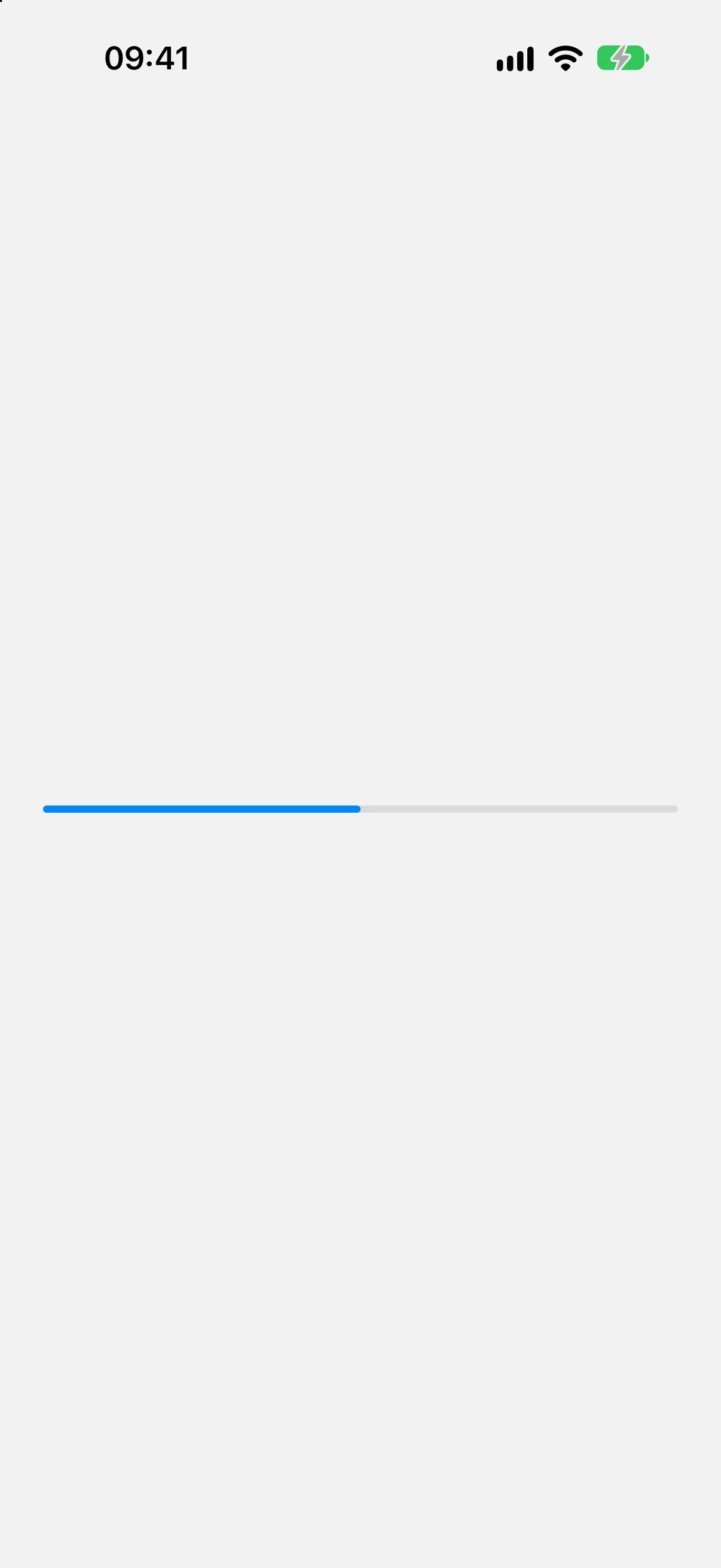 A linear progress bar filled to the halfway point