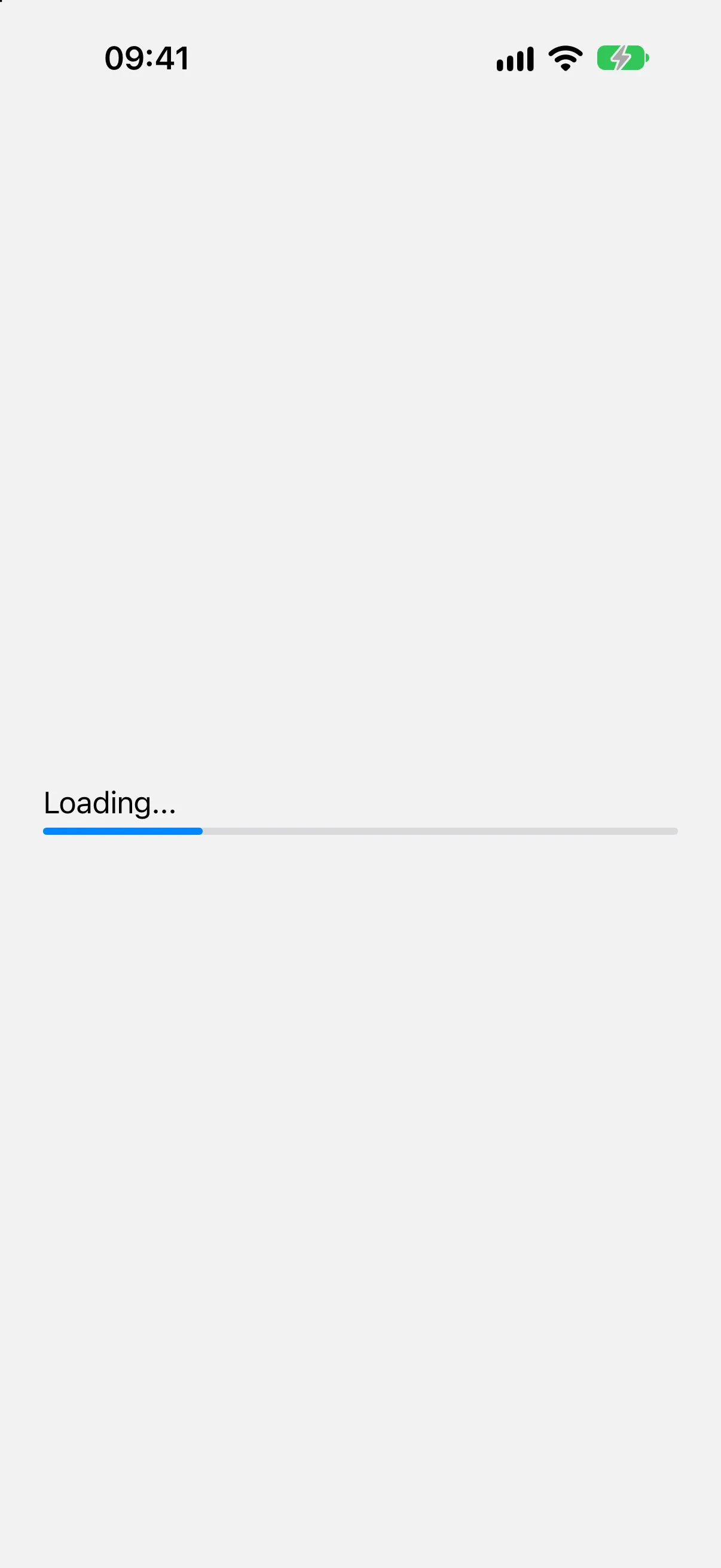 A progress bar filled to one quarter, with the label Loading above it