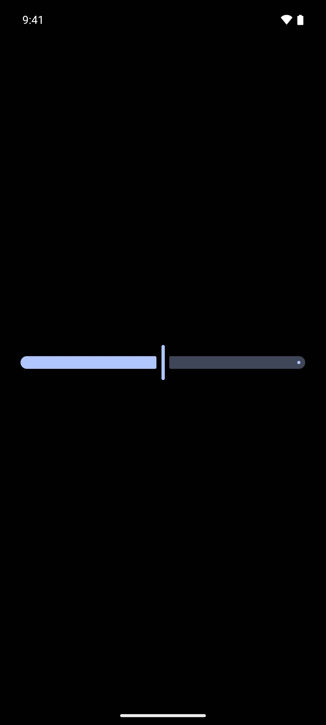A slider ranging from 0 to 100 with the thumb at 50