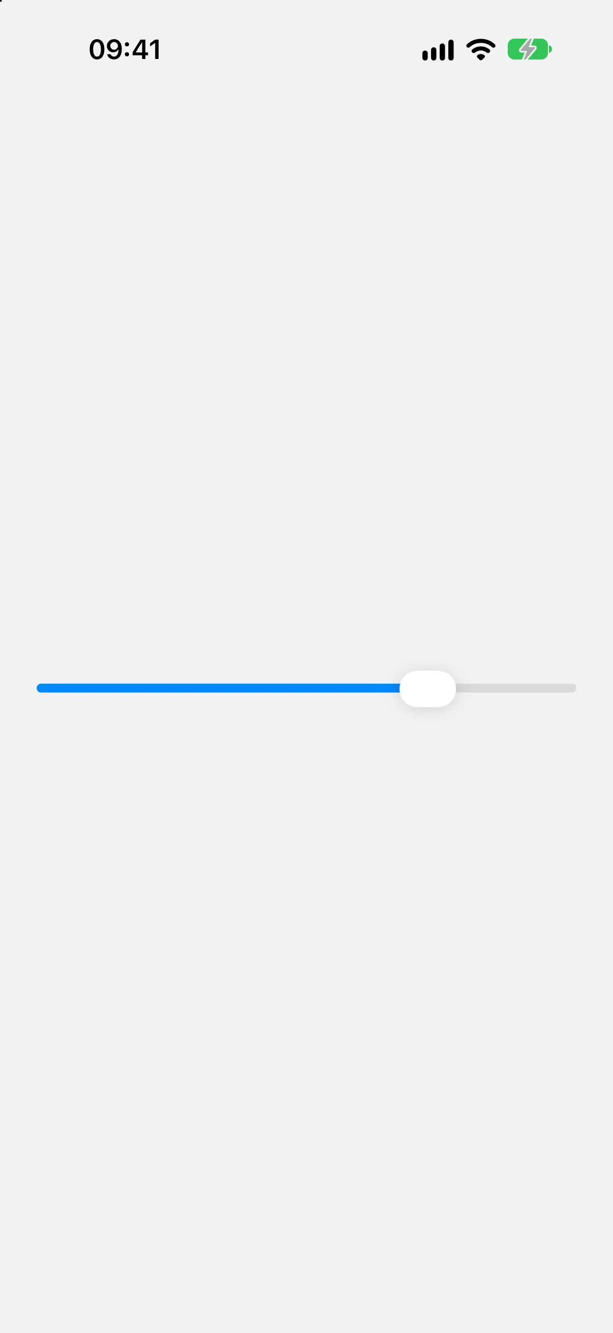 A slider over a range of 0 to 100 with its thumb three quarters of the way along