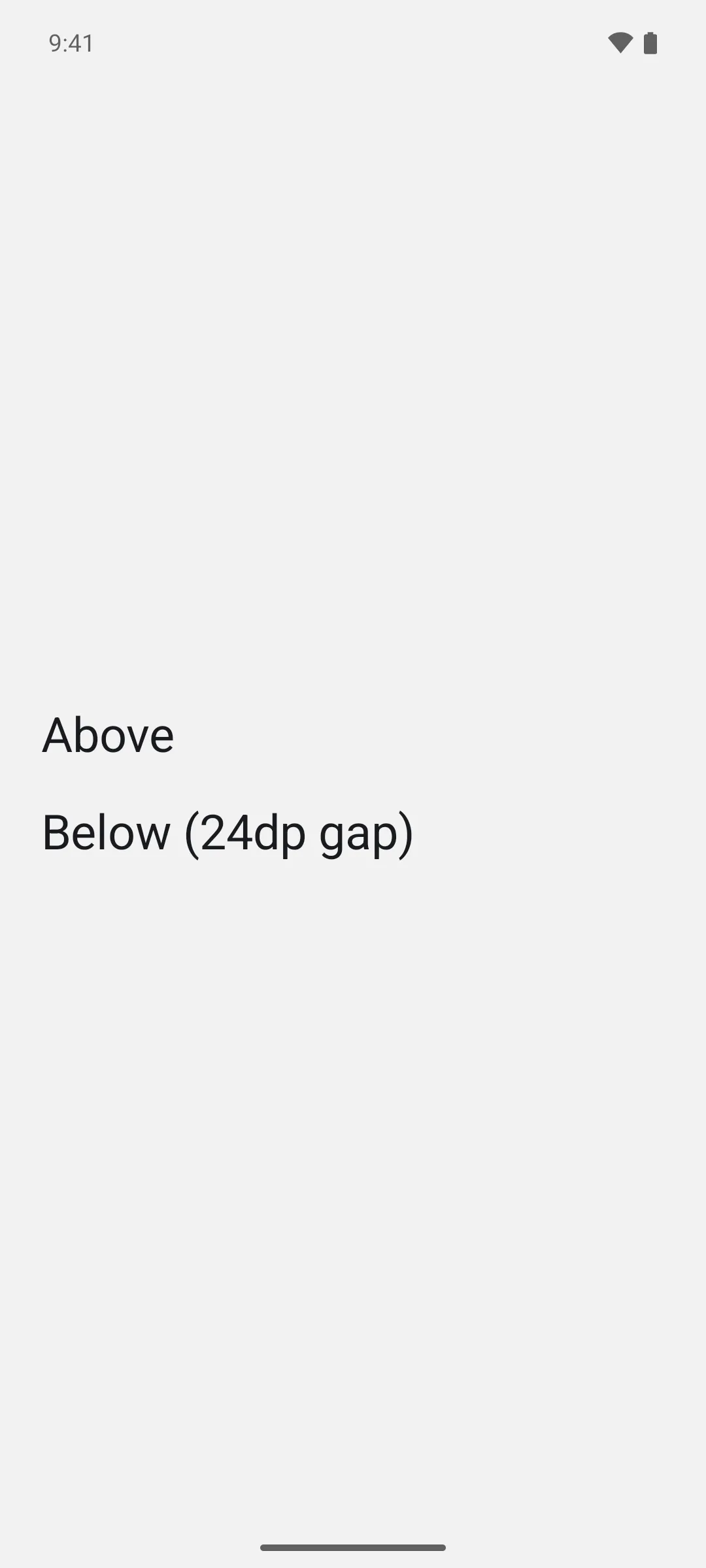 Two stacked labels separated by a fixed 24dp vertical gap