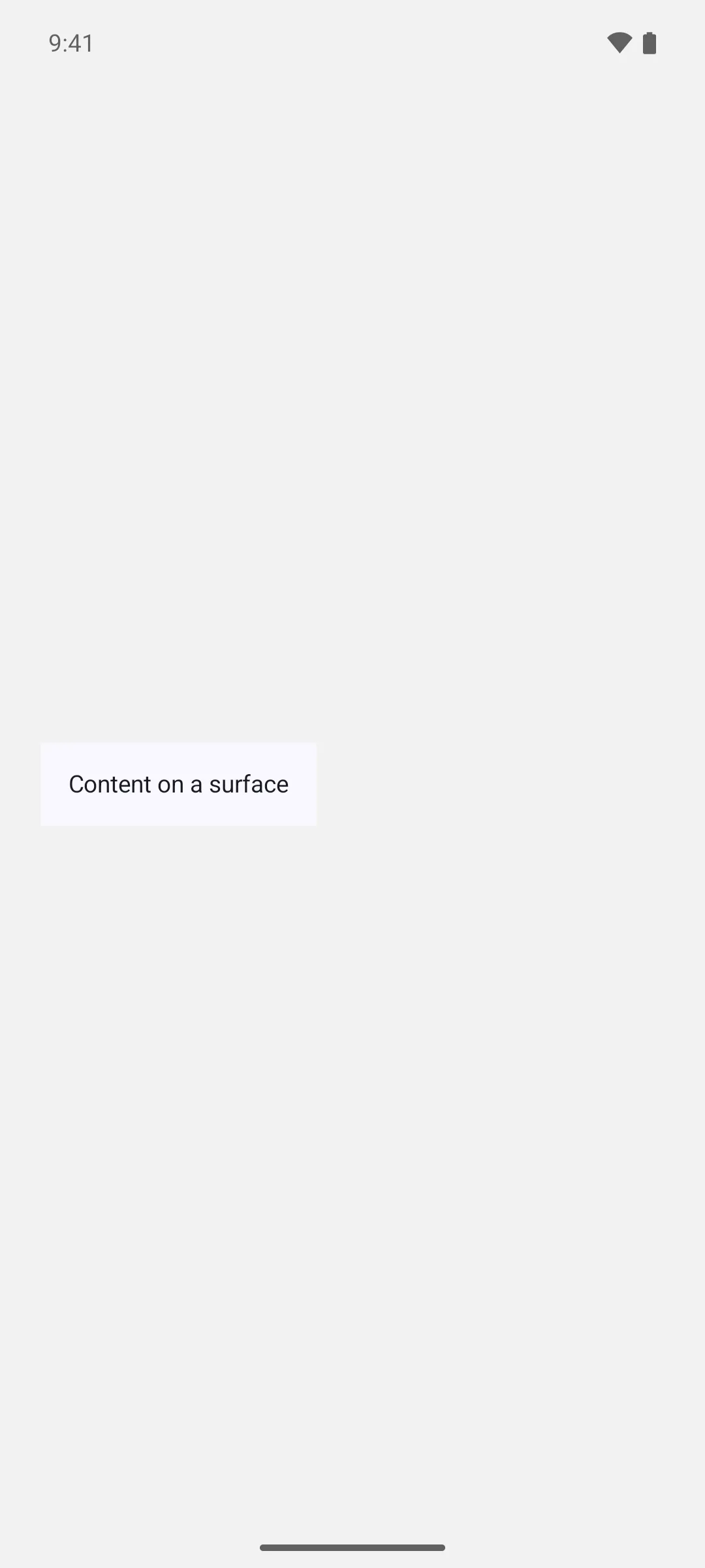 A pale Material 3 surface panel containing padded text