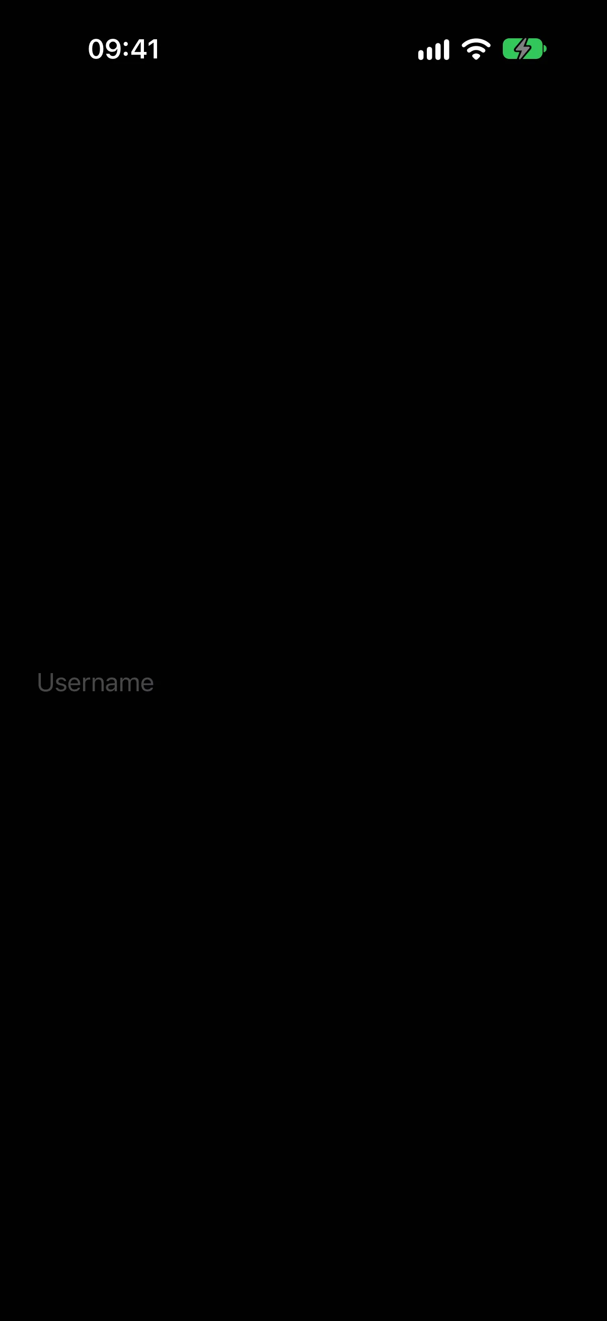 An empty text field showing the placeholder Username