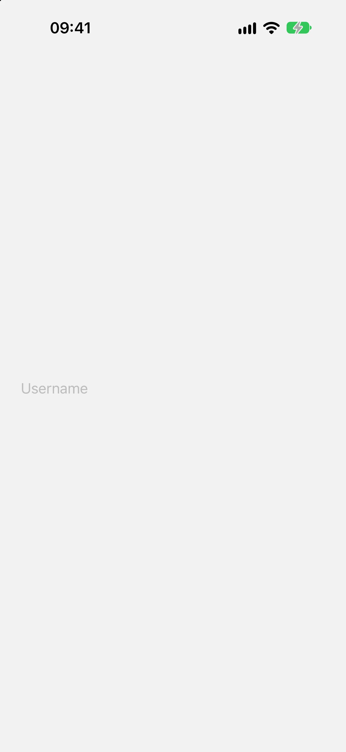 An empty text field showing the placeholder Username
