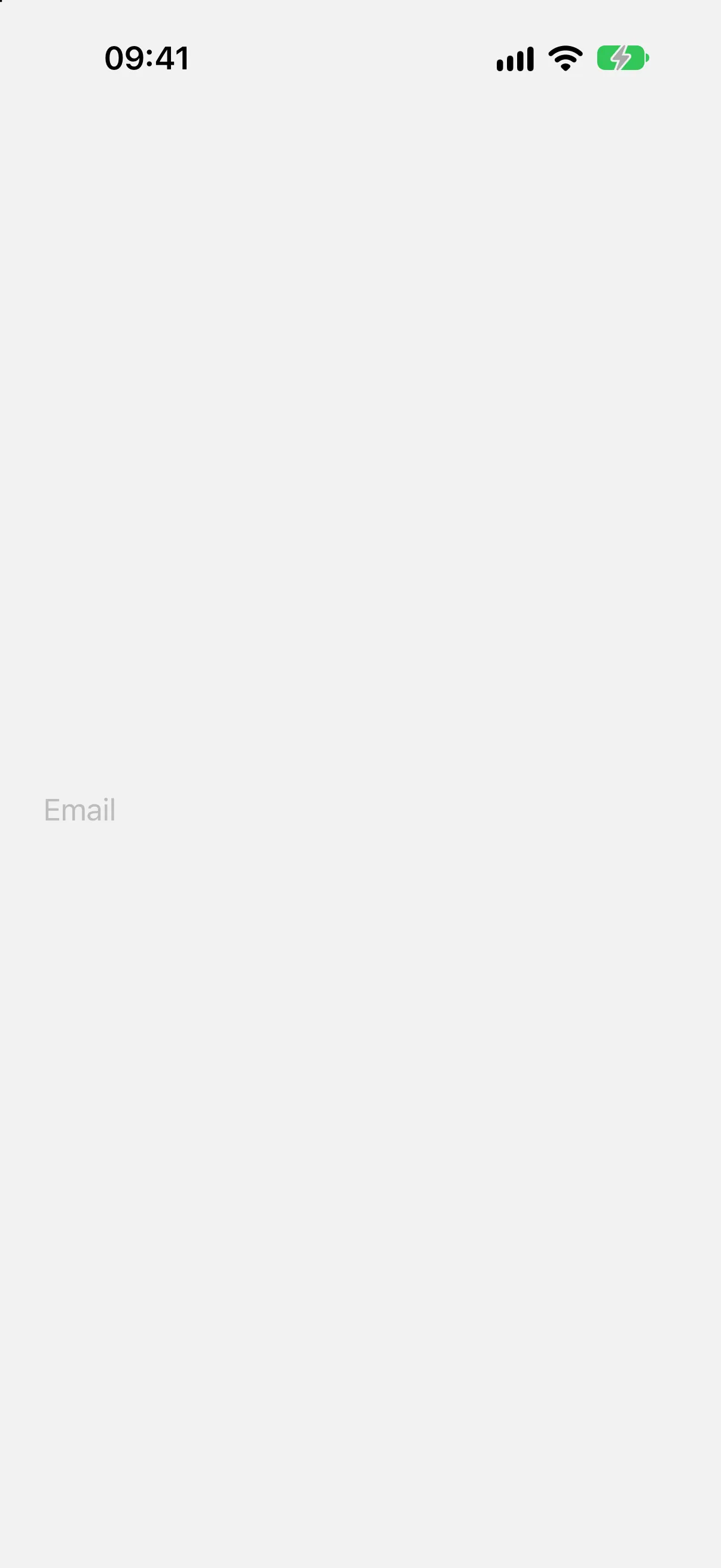 An empty text field showing the placeholder Email