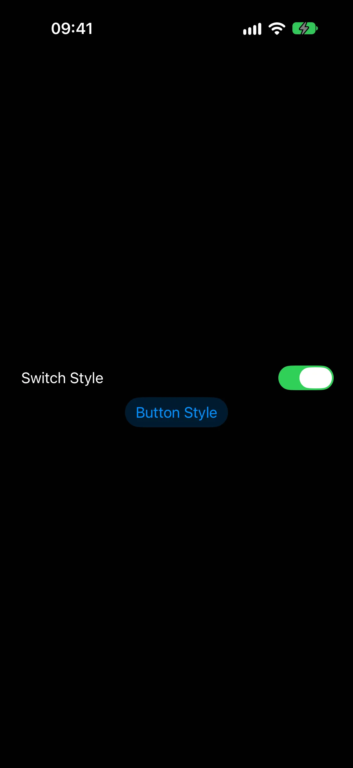 A Switch Style row with its switch turned on, above a Button Style toggle in its selected filled state