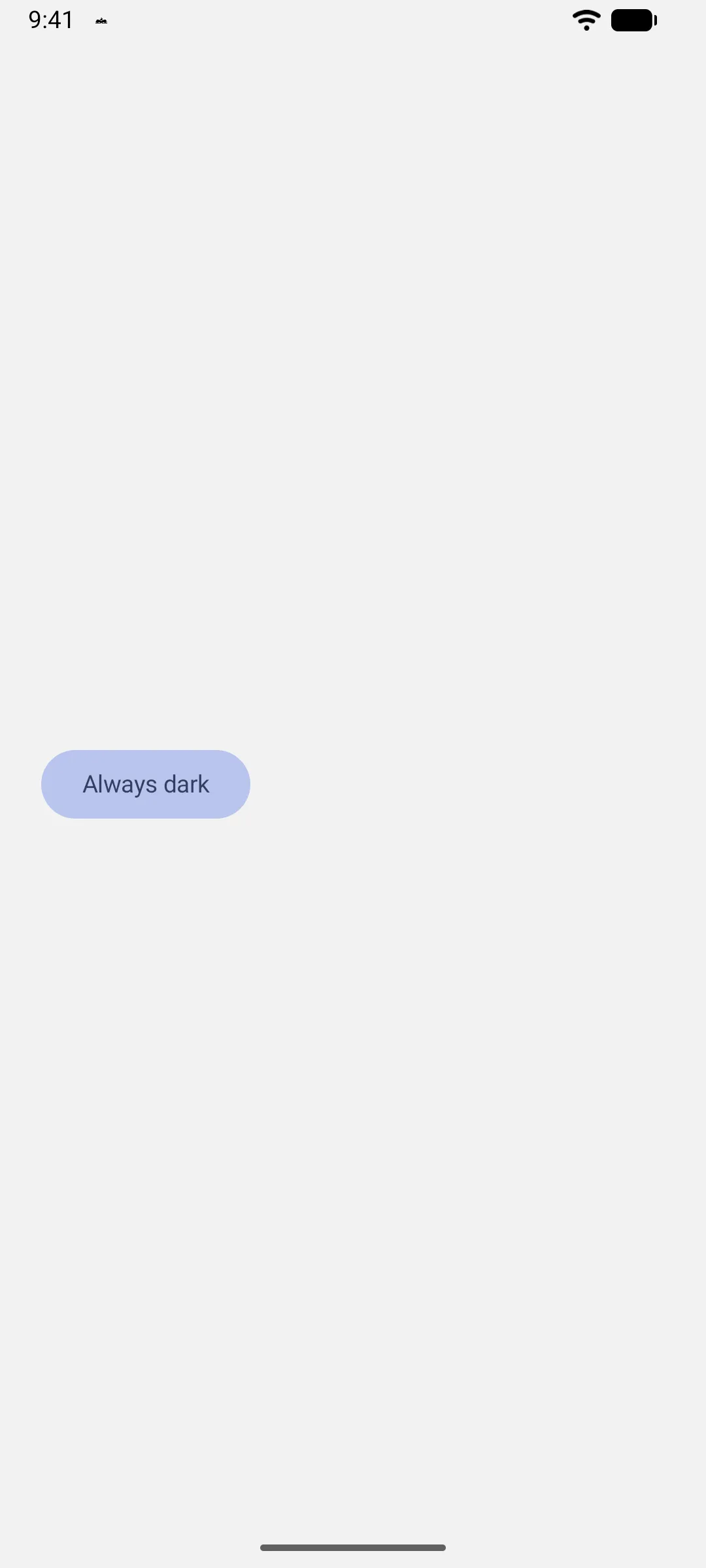 A button in dark theme colors on an otherwise light screen