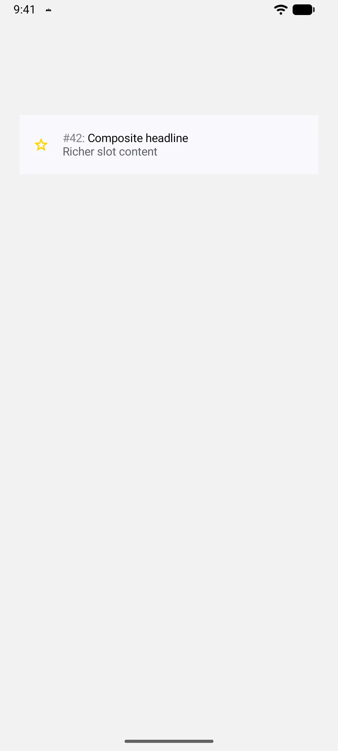A row with a star icon, a composite headline, and supporting text