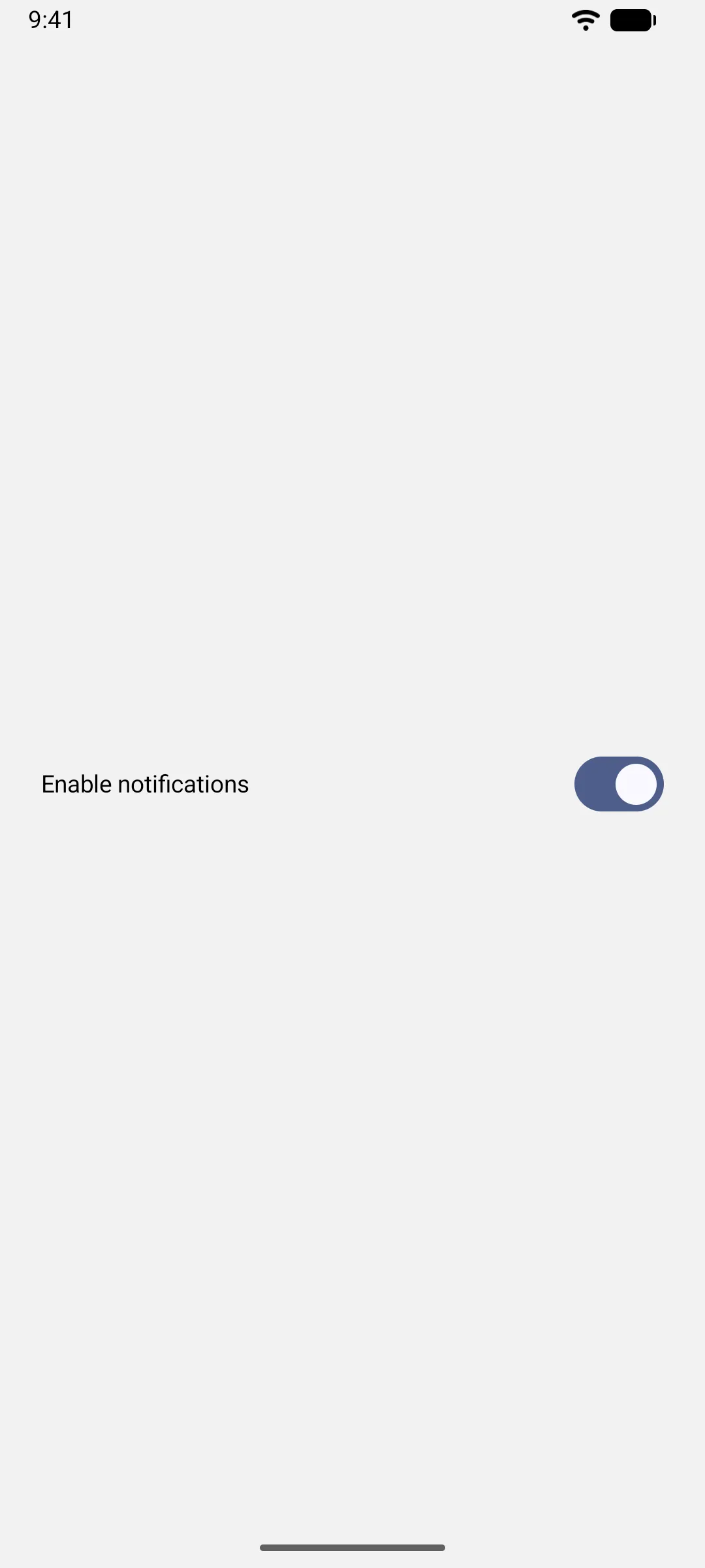 An on switch with the label Enable notifications