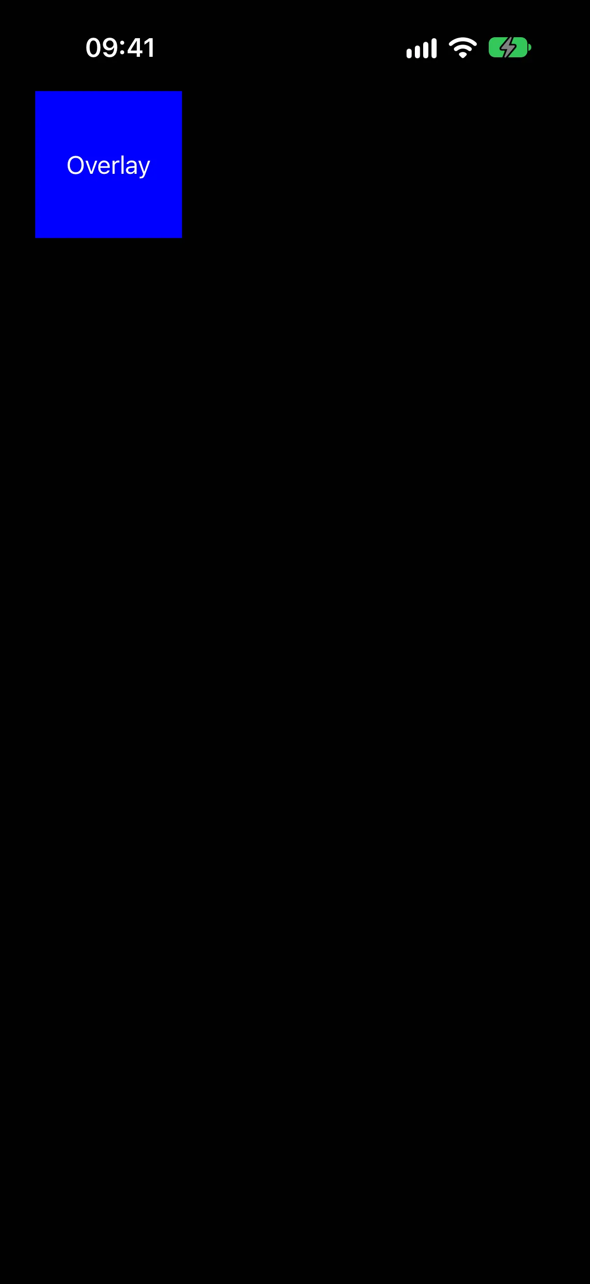 A blue square with the white word Overlay centered on top of it