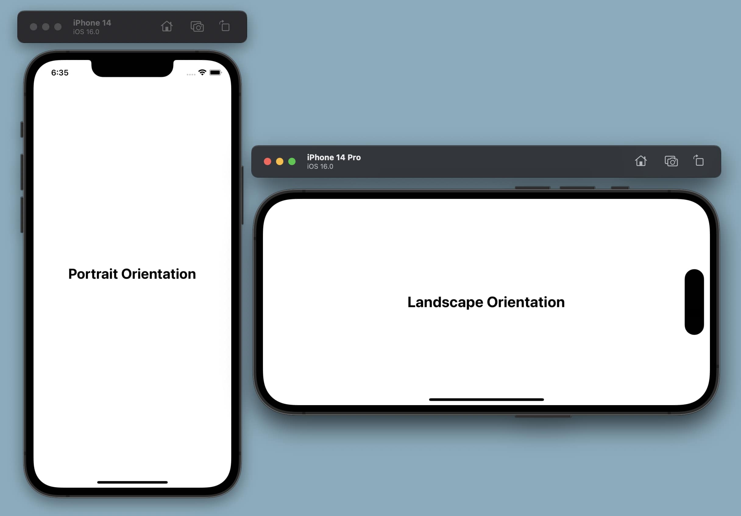 Portrait orientation in different physical orientations.